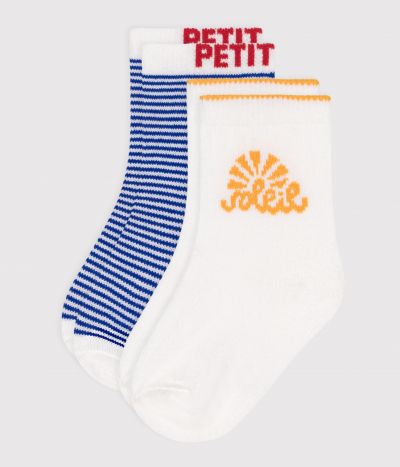 2 paires de chaussettes bébé en coton à rayures