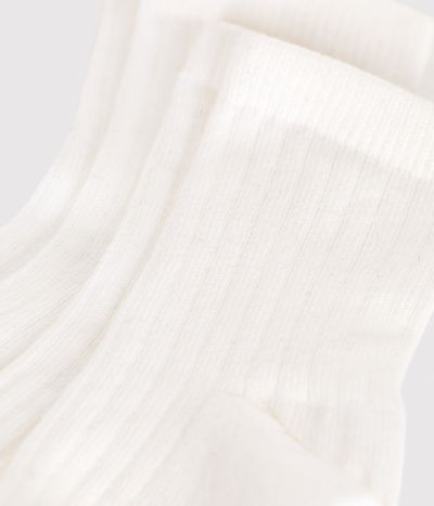 2 PAIRES DE CHAUSSETTES BEBE EN COTON UNIES BLANCHES