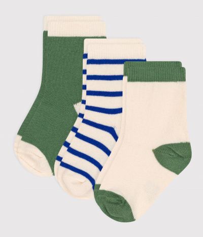 3 paires de chaussettes bébé en coton à rayures