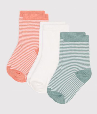 3 paires de chaussettes bébé en coton milleraies