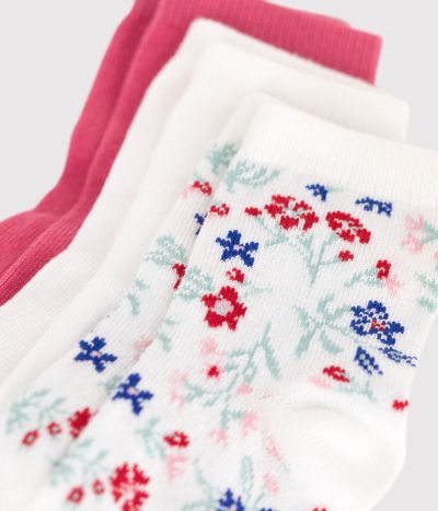3 paires de chaussettes bébé fille en coton à fleurs