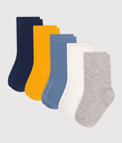 5 paires de chaussettes bébé en coton unies
