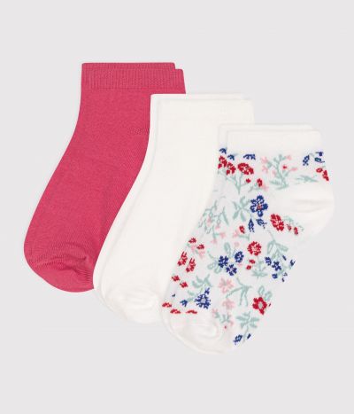 3 paires de chaussettes enfant fille en coton imprimé à fleurs