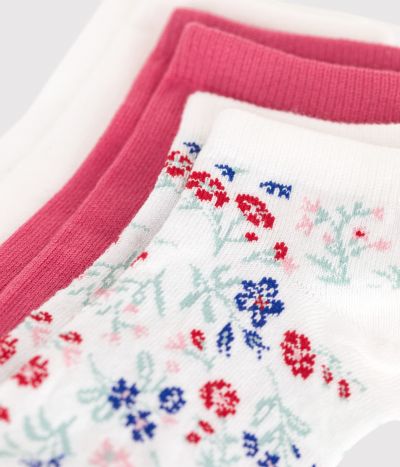 3 paires de chaussettes enfant fille en coton imprimé à fleurs