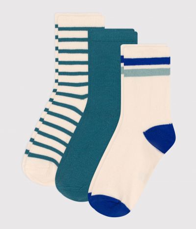 3 paires de chaussettes enfant en coton à rayures