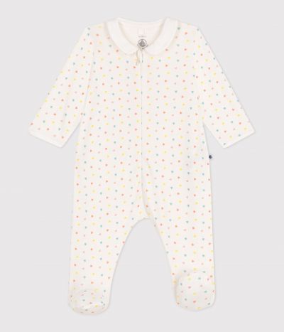 Pyjama bébé en coton à col avec zip cœurs