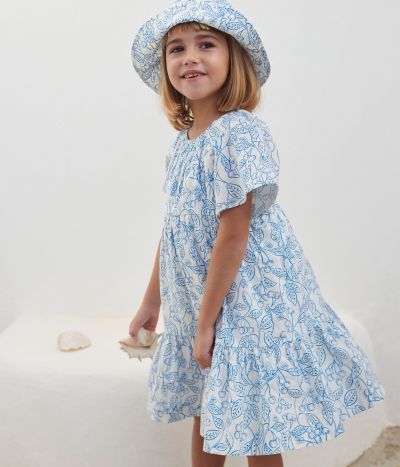 Robe enfant en coton manches courtes imprimé