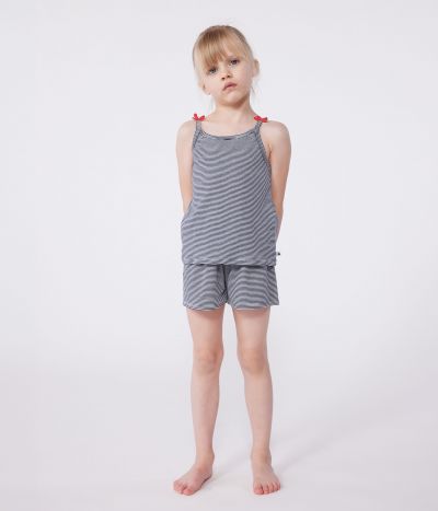 Pyjama short enfant en coton à bretelles à rayures