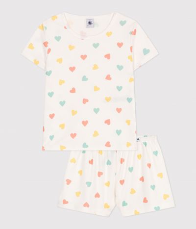 Pyjama short enfant en coton imprimé cœurs