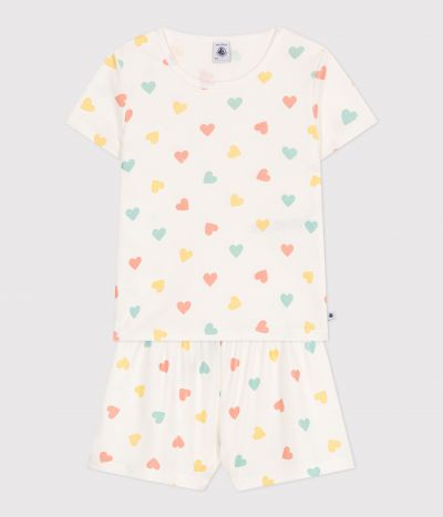 Pyjama short enfant en coton imprimé cœurs