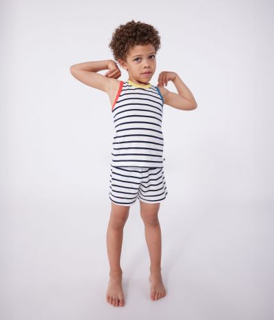 Pyjama short enfant en coton débardeur à rayures