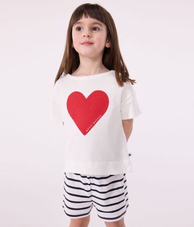 Pyjama short enfant en coton imprimé cœurs