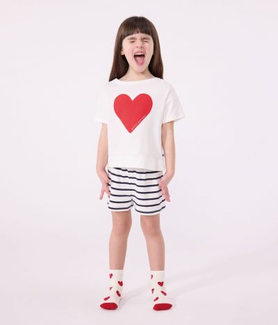 Pyjama short enfant en coton imprimé cœurs