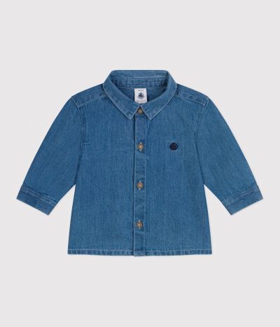 Chemise bébé en jean unie