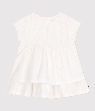 Robe cérémonie bébé en coton léger, manches courtes