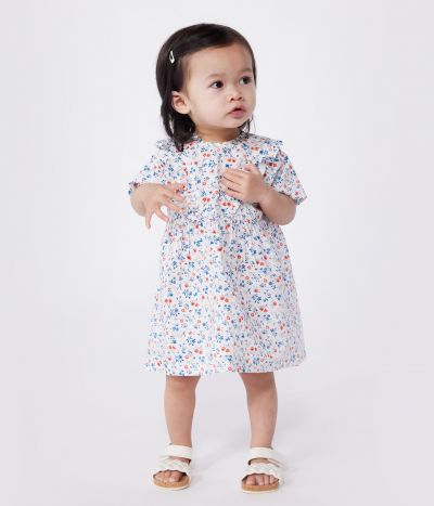 Robe bébé en coton manches courtes, imprimée à fleurs