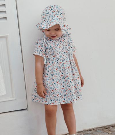 Robe bébé en coton manches courtes, imprimée à fleurs