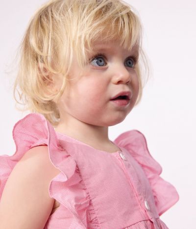 Robe bébé en coton léger sans manches et bloomer, imprimés vichy