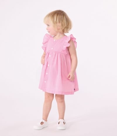 Robe bébé en coton léger sans manches et bloomer, imprimés vichy