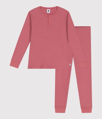 Pyjama enfant en coton manches longues uni