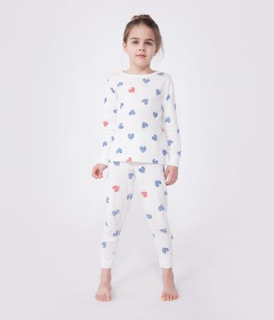 Pyjama enfant en coton manches longues imprimé cœurs
