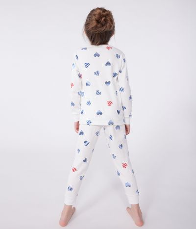 Pyjama enfant en coton manches longues imprimé cœurs
