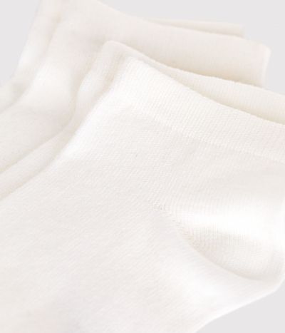 2 PAIRES DE CHAUSSETTES ENFANT EN COTON UNIES BLANCHES