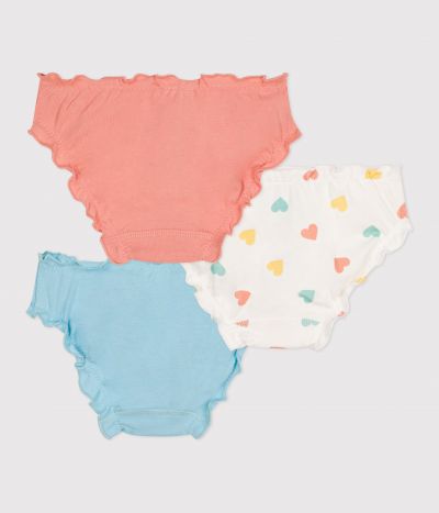 Lot de 3 culottes enfant en coton froufrou imprimé cœurs