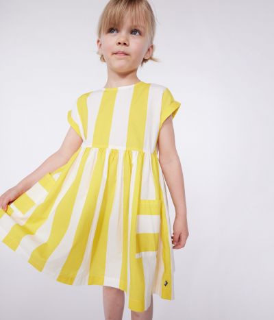 Robe enfant en coton manches courtes à rayures
