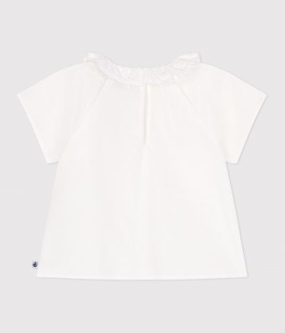 Blouse bébé manches courtes en seersucker rayée