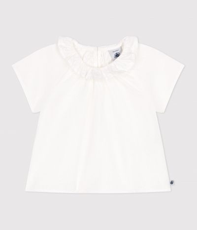 Blouse bébé manches courtes en seersucker rayée