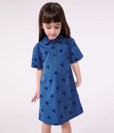 Robe enfant  manches courtes en coton cœurs