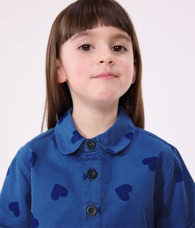 Robe enfant  manches courtes en coton cœurs