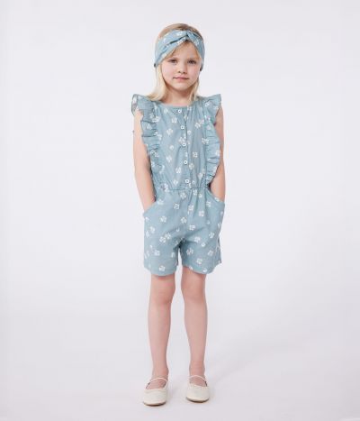 Combinaison enfant en coton sans manche fleurie