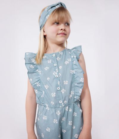 Combinaison enfant en coton sans manche fleurie