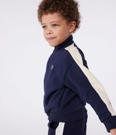 Sweatshirt zippé col montant enfant en coton uni