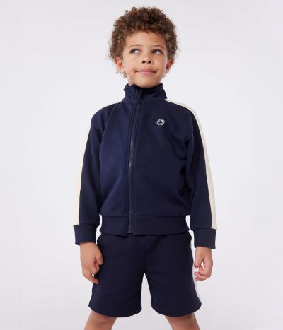 Sweatshirt zippé col montant enfant en coton uni