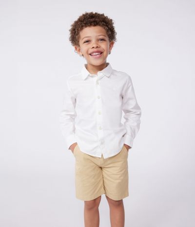 Chemise enfant en coton manches longues unie