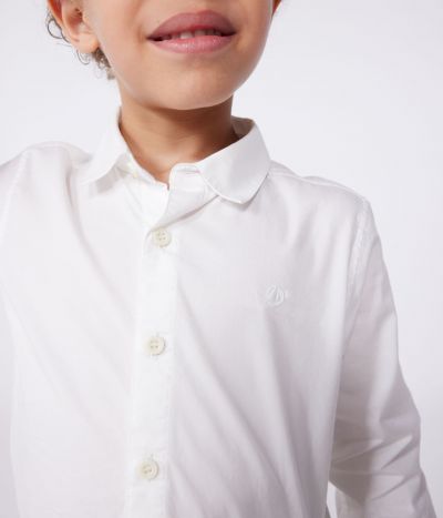 Chemise enfant en coton manches longues unie