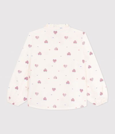 Blouse enfant en coton manches longues cœurs