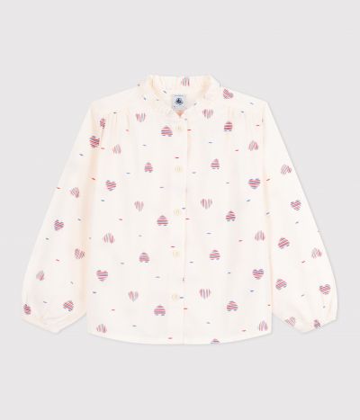 Blouse enfant en coton manches longues cœurs