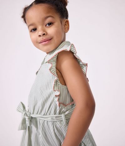 Robe sans manche enfant en coton à rayures