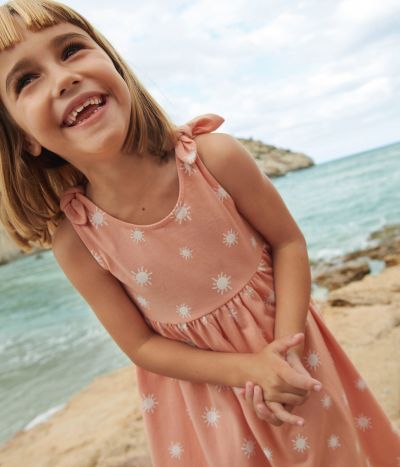 Robe sans manches enfant en coton imprimé