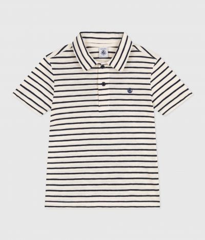 Polo enfant en coton à manches courtes à rayures