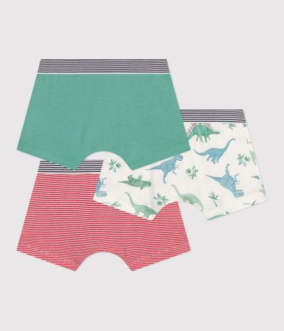 Lot de 3 boxers enfant en coton imprimé dinosaures