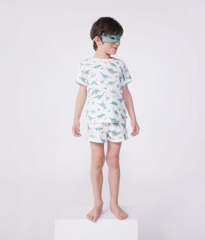 Pyjama short déguisement enfant en coton imprimé dinosaures