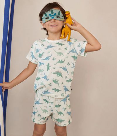 Pyjama short déguisement enfant en coton imprimé dinosaures
