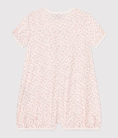 Combinaison courte bébé en coton fleuri