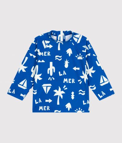 T-shirt anti UV bébé, imprimé plage