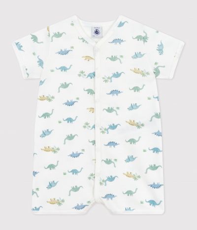 Combinaison courte bébé en coton dinosaures